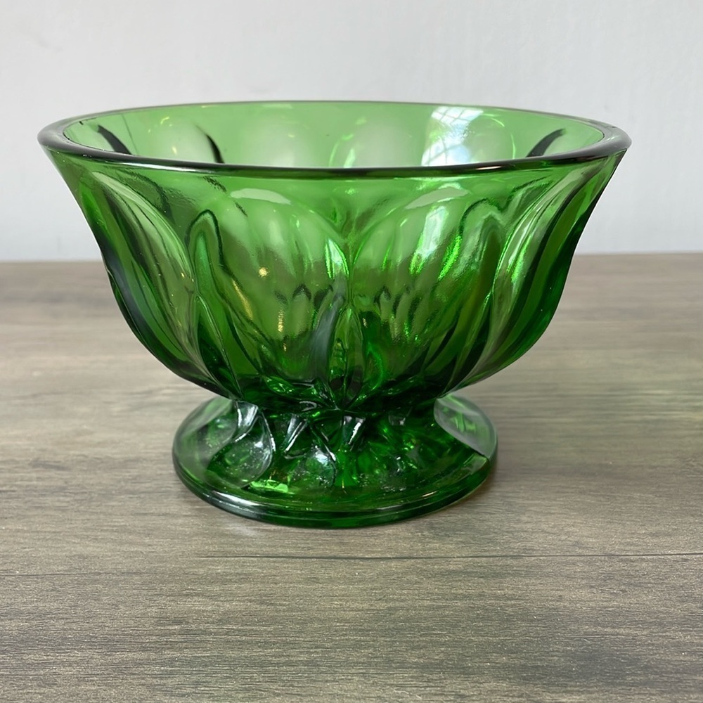 Vintage green glass bowl